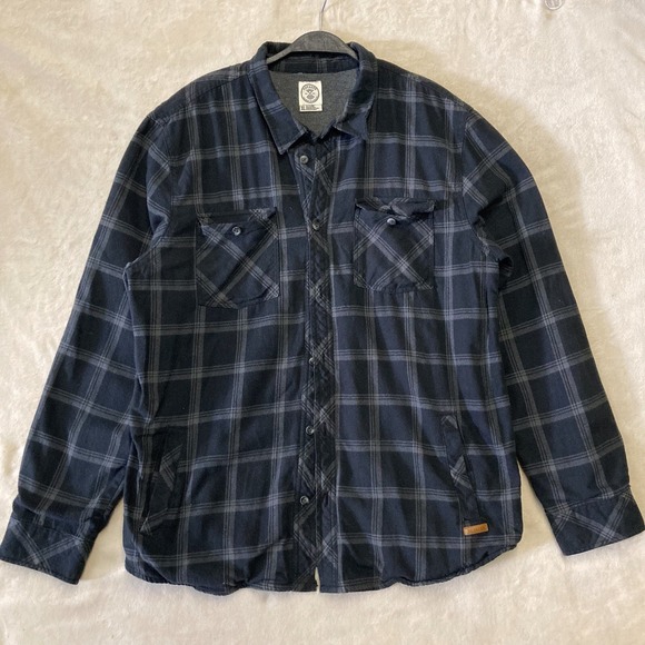 Voyager Heavy Flannel Shirt Jacket Men's XL Thermal Lined Black Plaid Button Up - Picture 1 of 10